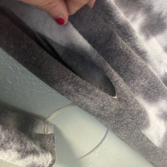 Crepas Gray & White Tie-Dye Open Front long Cardigan, long sleeves, pockets - Picture 5 of 10